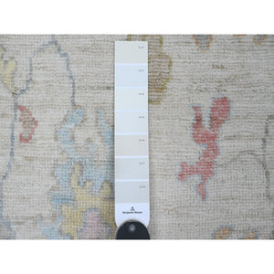 2'2"x3' Pristine White, Afghan Angora Oushak With Leaf Design, Pure Wool, Hand Knotted, Veggie Dyes, Mat, Oriental Rug FWR124740