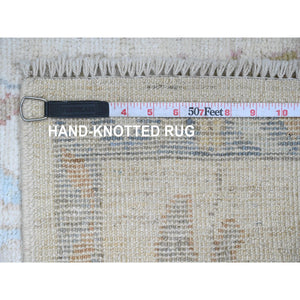 2'2"x3' Pristine White, Afghan Angora Oushak With Leaf Design, Pure Wool, Hand Knotted, Veggie Dyes, Mat, Oriental Rug FWR124740