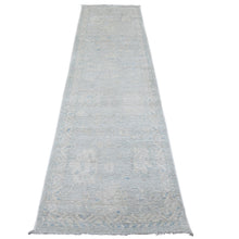 Load image into Gallery viewer, 2&#39;8&quot;x9&#39;8&quot; Cloud Gray, Hand Knotted, Afghan Angora Oushak with Leaf Design, Veggie Dyes, 100% Wool, Runner, Oriental Rug FWR124746
