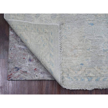 Load image into Gallery viewer, 2&#39;8&quot;x9&#39;8&quot; Cloud Gray, Hand Knotted, Afghan Angora Oushak with Leaf Design, Veggie Dyes, 100% Wool, Runner, Oriental Rug FWR124746