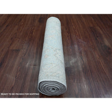 Load image into Gallery viewer, 2&#39;8&quot;x9&#39;8&quot; Cloud Gray, Hand Knotted, Afghan Angora Oushak with Leaf Design, Veggie Dyes, 100% Wool, Runner, Oriental Rug FWR124746
