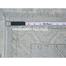 Load image into Gallery viewer, 2&#39;8&quot;x9&#39;8&quot; Cloud Gray, Hand Knotted, Afghan Angora Oushak with Leaf Design, Veggie Dyes, 100% Wool, Runner, Oriental Rug FWR124746