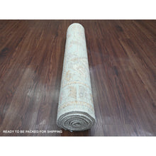 Load image into Gallery viewer, 3&#39;x9&#39;6&quot; Cerulean Blue, Hand Knotted, Afghan Angora Oushak with All Over Leaf Design, Vegetable Dyes, Pure Wool, Runner, Oriental Rug FWR124752
