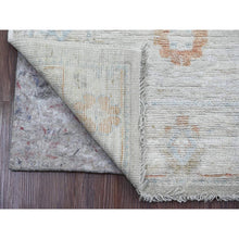 Load image into Gallery viewer, 2&#39;7&quot;x9&#39;8&quot; Snow White, Hand Knotted, Afghan Angora Oushak with Floral Pattern, Veggie Dyes, 100% Wool, Runner, Oriental Rug FWR124758