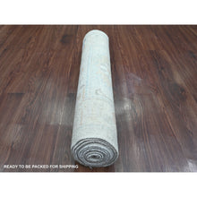 Load image into Gallery viewer, 2&#39;7&quot;x9&#39;8&quot; Snow White, Hand Knotted, Afghan Angora Oushak With Floral Pattern, Veggie Dyes, 100% Wool, Runner, Oriental Rug FWR124758