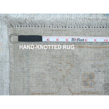 Load image into Gallery viewer, 2&#39;7&quot;x9&#39;8&quot; Snow White, Hand Knotted, Afghan Angora Oushak with Floral Pattern, Veggie Dyes, 100% Wool, Runner, Oriental Rug FWR124758