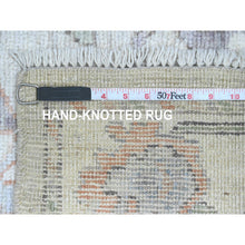 Load image into Gallery viewer, 2&#39;10&quot;x5&#39;10&quot; Medium Gray, Hand Knotted, Afghan Angora Oushak With Large Leaf Design, Vegetable Dyes, Pure Wool, Short Runner, Oriental Rug FWR124764