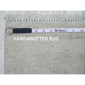 3'3"x5' Lace White, Pure Wool, Afghan Angora Oushak With All Over Pattern, Hand Knotted, Vegetable Dyes, Oriental Rug FWR124806