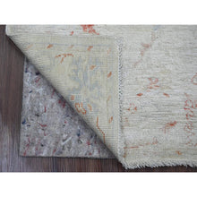 Load image into Gallery viewer, 3&#39;x4&#39;9&quot; Bone White With Touches Of Red, Leaf Design, Afghan Angora Oushak, Hand Knotted, Veggie Dyes, 100% Wool, Oriental Rug FWR124812