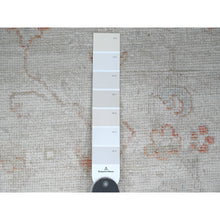 Load image into Gallery viewer, 3&#39;x4&#39;9&quot; Bone White With Touches Of Red, Leaf Design, Afghan Angora Oushak, Hand Knotted, Veggie Dyes, 100% Wool, Oriental Rug FWR124812