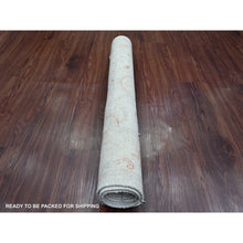 Load image into Gallery viewer, 3&#39;x4&#39;9&quot; Bone White With Touches Of Red, Leaf Design, Afghan Angora Oushak, Hand Knotted, Veggie Dyes, 100% Wool, Oriental Rug FWR124812