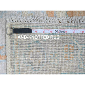 2'10"x4'9" Oyster Gray, Afghan Angora Oushak With All Over Pattern, Hand Knotted, Natural Dyes, 100% Wool, Oriental Rug FWR124830