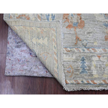 Load image into Gallery viewer, 4&#39;2&quot;x6&#39; Medium Gray, Afghan Angora Oushak with Colorful Leaf Pattern, Hand Knotted, Vegetable Dyes, 100% Wool, Oriental Rug FWR124848