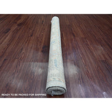Load image into Gallery viewer, 4&#39;2&quot;x6&#39; Medium Gray, Afghan Angora Oushak with Colorful Leaf Pattern, Hand Knotted, Vegetable Dyes, 100% Wool, Oriental Rug FWR124848