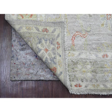 Load image into Gallery viewer, 4&#39;x5&#39;9&quot; Cloud Gray, Hand Knotted, Afghan Angora Oushak With Colorful Leaf Design, Vegetable Dyes, 100% Wool, Oriental Rug FWR124854