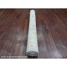 Load image into Gallery viewer, 4&#39;x5&#39;9&quot; Cloud Gray, Hand Knotted, Afghan Angora Oushak With Colorful Leaf Design, Vegetable Dyes, 100% Wool, Oriental Rug FWR124854