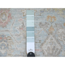 Load image into Gallery viewer, 2&#39;10&quot;x9&#39;10&quot; Cerulean Blue, Pure Wool, Afghan Angora Oushak with Floral Pattern, Hand Knotted, Veggie Dyes, Runner, Oriental Rug FWR124860