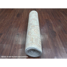 Load image into Gallery viewer, 2&#39;10&quot;x9&#39;10&quot; Cerulean Blue, Pure Wool, Afghan Angora Oushak With Floral Pattern, Hand Knotted, Veggie Dyes, Runner, Oriental Rug FWR124860