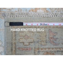 Load image into Gallery viewer, 2&#39;10&quot;x9&#39;10&quot; Cerulean Blue, Pure Wool, Afghan Angora Oushak with Floral Pattern, Hand Knotted, Veggie Dyes, Runner, Oriental Rug FWR124860
