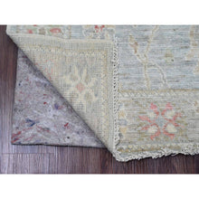 Load image into Gallery viewer, 2&#39;9&quot;x10&#39;2&quot; Beau Blue, Afghan Angora Oushak with All Over Leaf Design, Hand Knotted, Vegetable Dyes, 100% Wool, Runner, Oriental Rug FWR124872