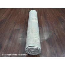 Load image into Gallery viewer, 2&#39;9&quot;x10&#39;2&quot; Beau Blue, Afghan Angora Oushak with All Over Leaf Design, Hand Knotted, Vegetable Dyes, 100% Wool, Runner, Oriental Rug FWR124872