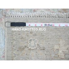 Load image into Gallery viewer, 2&#39;9&quot;x10&#39;2&quot; Beau Blue, Afghan Angora Oushak with All Over Leaf Design, Hand Knotted, Vegetable Dyes, 100% Wool, Runner, Oriental Rug FWR124872