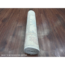 Load image into Gallery viewer, 2&#39;7&quot;x9&#39;6&quot; Pearl White, Afghan Angora Oushak with All Over Pattern, Hand Knotted, Veggie Dyes, 100% Wool, Runner, Oriental Rug FWR124878