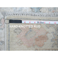 Load image into Gallery viewer, 2&#39;7&quot;x9&#39;6&quot; Pearl White, Afghan Angora Oushak with All Over Pattern, Hand Knotted, Veggie Dyes, 100% Wool, Runner, Oriental Rug FWR124878