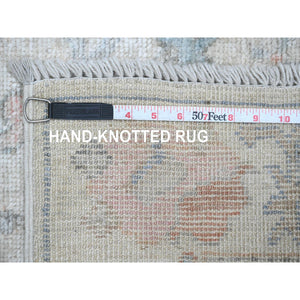 2'7"x9'6" Pearl White, Afghan Angora Oushak with All Over Pattern, Hand Knotted, Veggie Dyes, 100% Wool, Runner, Oriental Rug FWR124878