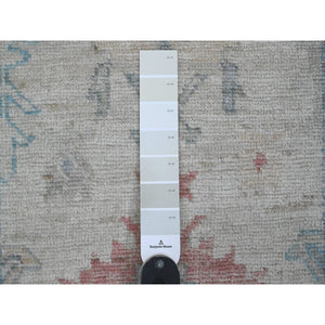 2'9"x11'7" Chiffon White, Hand Knotted, Afghan Angora Oushak With All Over Pattern, Vegetable Dyes, Pure Wool, Runner, Oriental Rug FWR124884
