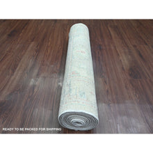 Load image into Gallery viewer, 2&#39;9&quot;x11&#39;7&quot; Chiffon White, Hand Knotted, Afghan Angora Oushak With All Over Pattern, Vegetable Dyes, Pure Wool, Runner, Oriental Rug FWR124884