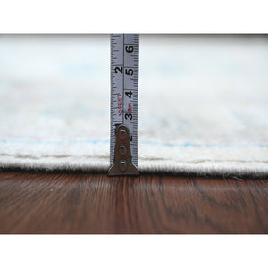2'9"x11'7" Chiffon White, Hand Knotted, Afghan Angora Oushak With All Over Pattern, Vegetable Dyes, Pure Wool, Runner, Oriental Rug FWR124884