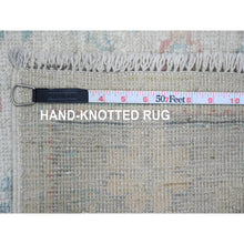 Load image into Gallery viewer, 2&#39;9&quot;x11&#39;7&quot; Chiffon White, Hand Knotted, Afghan Angora Oushak With All Over Pattern, Vegetable Dyes, Pure Wool, Runner, Oriental Rug FWR124884