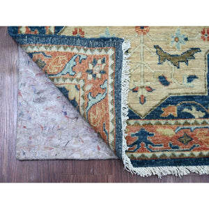 2'7"x11'9" Imperial Blue, Aryana Grade, Afghan Peshawar with Caucasian Akstafa Design, Hand Knotted, High Mountain Wool, Runner, Oriental Rug FWR124890