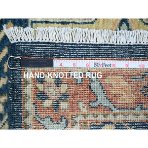 2'7"x11'9" Imperial Blue, Aryana Grade, Afghan Peshawar with Caucasian Akstafa Design, Hand Knotted, High Mountain Wool, Runner, Oriental Rug FWR124890
