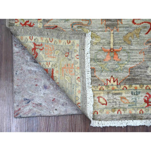 2'8"x7'8" Fossil Gray, Aryana Collection, Heriz With Dragon Design, Vegetable Dyes, High Mountain Wool, Hand Knotted, Runner, Oriental Rug FWR124908