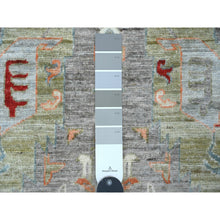 Load image into Gallery viewer, 2&#39;8&quot;x7&#39;8&quot; Fossil Gray, Aryana Collection, Heriz With Dragon Design, Vegetable Dyes, High Mountain Wool, Hand Knotted, Runner, Oriental Rug FWR124908