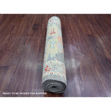 Load image into Gallery viewer, 2&#39;8&quot;x7&#39;8&quot; Fossil Gray, Aryana Collection, Heriz With Dragon Design, Vegetable Dyes, High Mountain Wool, Hand Knotted, Runner, Oriental Rug FWR124908
