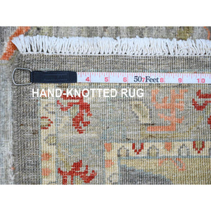 2'8"x7'8" Fossil Gray, Aryana Collection, Heriz With Dragon Design, Vegetable Dyes, High Mountain Wool, Hand Knotted, Runner, Oriental Rug FWR124908