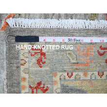 Load image into Gallery viewer, 2&#39;8&quot;x7&#39;8&quot; Fossil Gray, Aryana Collection, Heriz With Dragon Design, Vegetable Dyes, High Mountain Wool, Hand Knotted, Runner, Oriental Rug FWR124908