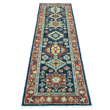 Load image into Gallery viewer, 2&#39;7&quot;x8&#39; Yale Blue, Aryana Grade, Peshawar with Karajeh Design, Vegetable Dyes, High Mountain Wool, Hand Knotted, Runner, Oriental Rug FWR124914