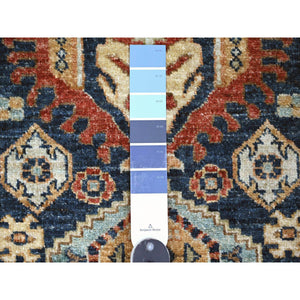 2'7"x8' Yale Blue, Aryana Grade, Peshawar with Karajeh Design, Vegetable Dyes, High Mountain Wool, Hand Knotted, Runner, Oriental Rug FWR124914