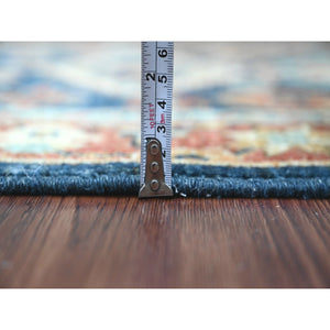2'7"x8' Yale Blue, Aryana Grade, Peshawar with Karajeh Design, Vegetable Dyes, High Mountain Wool, Hand Knotted, Runner, Oriental Rug FWR124914