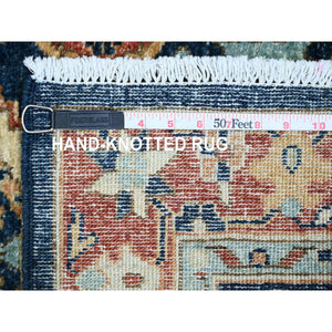 2'7"x8' Yale Blue, Aryana Grade, Peshawar with Karajeh Design, Vegetable Dyes, High Mountain Wool, Hand Knotted, Runner, Oriental Rug FWR124914