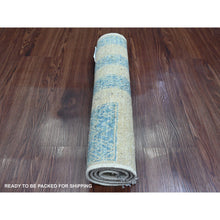 Load image into Gallery viewer, 2&#39;x3&#39;1&quot; Imperial Blue with Ivory, Moroccan Berber Influence with Geometric Pattern, High Mountain Wool, Denser Weave, Hand Knotted, Sample, Mat, Oriental Rug FWR124932