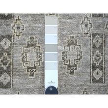 Load image into Gallery viewer, 4&#39;x11&#39;9&quot; Medium Gray, Intricate Geometric Design, Berber Influence, Denser Weave, High Mountain Wool, Hand Knotted, Wide Runner, Oriental Rug FWR124938