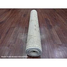 Load image into Gallery viewer, 4&#39;x11&#39;9&quot; Medium Gray, Intricate Geometric Design, Berber Influence, Denser Weave, High Mountain Wool, Hand Knotted, Wide Runner, Oriental Rug FWR124938