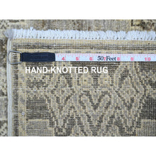Load image into Gallery viewer, 4&#39;x11&#39;9&quot; Medium Gray, Intricate Geometric Design, Berber Influence, Denser Weave, High Mountain Wool, Hand Knotted, Wide Runner, Oriental Rug FWR124938