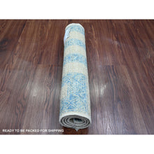 Load image into Gallery viewer, 2&#39;x3&#39;1&quot; Carolina Blue With Ivory, Geometric Design, Berber Influence, Denser Weave, High Mountain Wool, Hand Knotted, Mat, Sample, Oriental Rug FWR124944