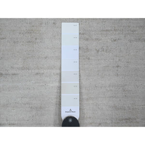 2'x3' Alabaster White, Plain Solid Pattern, Lush And Plush, Hand Knotted, Hand Spun Ghazni Wool, Mat, Oriental Rug FWR124950